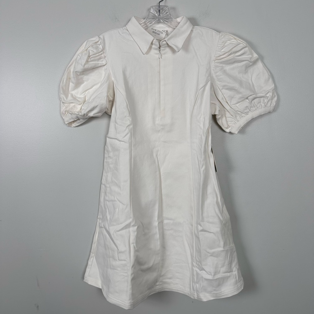 TUCKERNUCK Hyacinth House White Front Zip Denim Mini Dress - Picture 8 of 12
